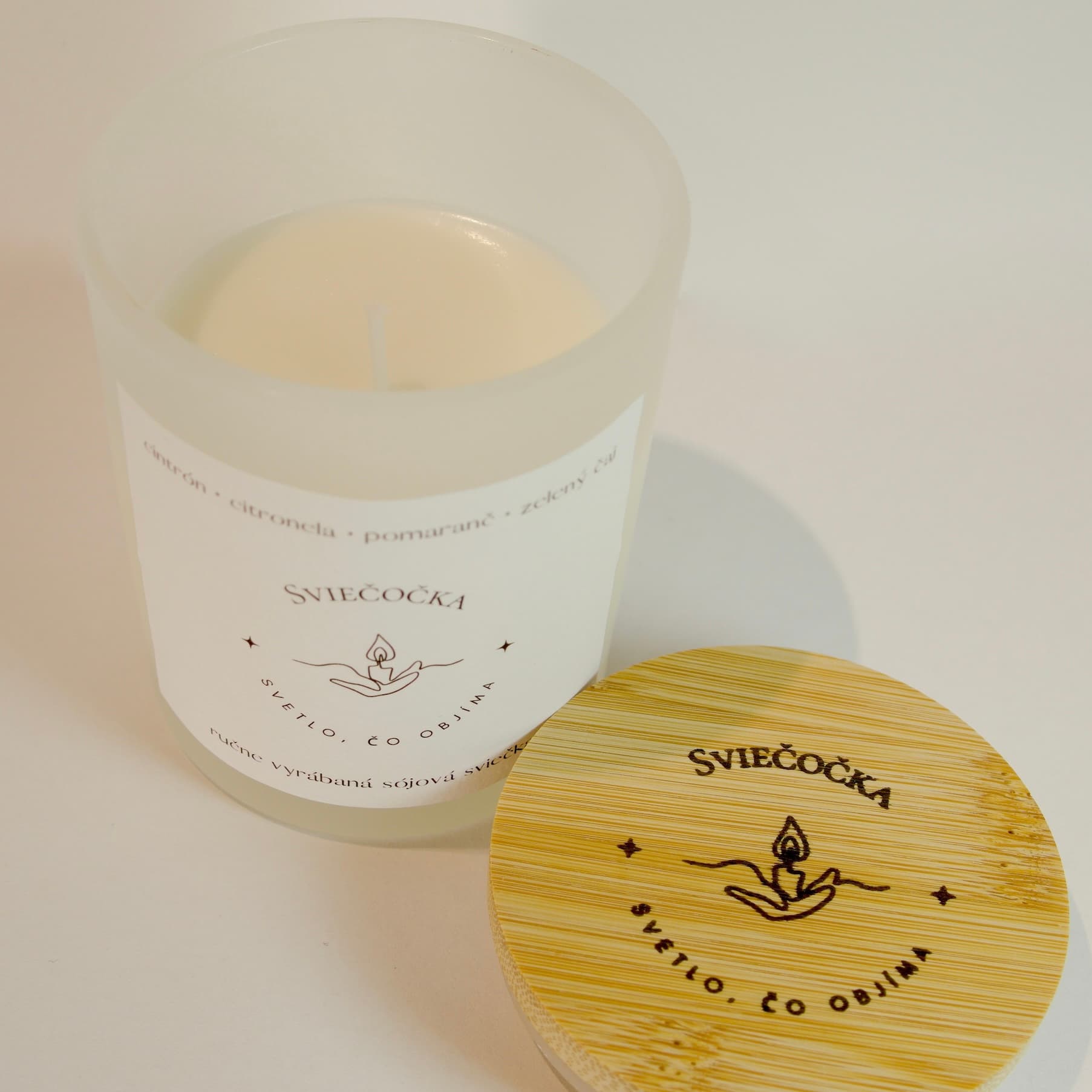 Citrusové svetlo cintrón · citronela · pomaranč · zelený čaj 140g ručne vyrábaná sójová sviečka sójový vosk - pohľad 5